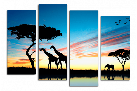 Модульная картина Закат в Африке