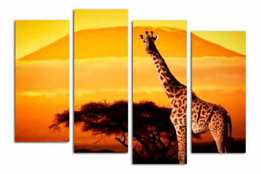 Модульная картина жираф на закате